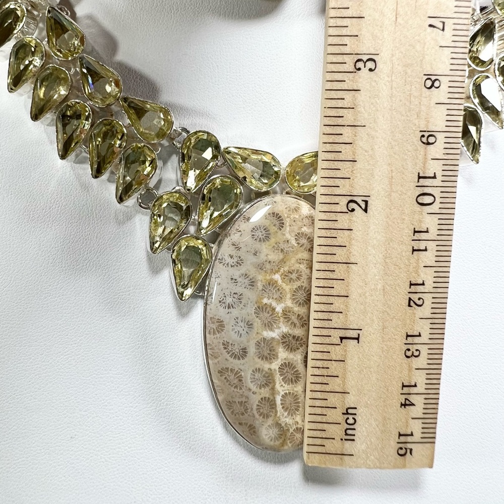 Fossil Coral 925 Large Gemstone Necklace Bracelet & Earrings - Picture 5 of 11